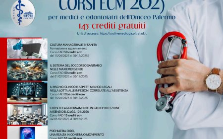 Corsi ECM 2025 - 145 crediti gratuiti per medici ed odontoiatri dell'Omceo Palermo